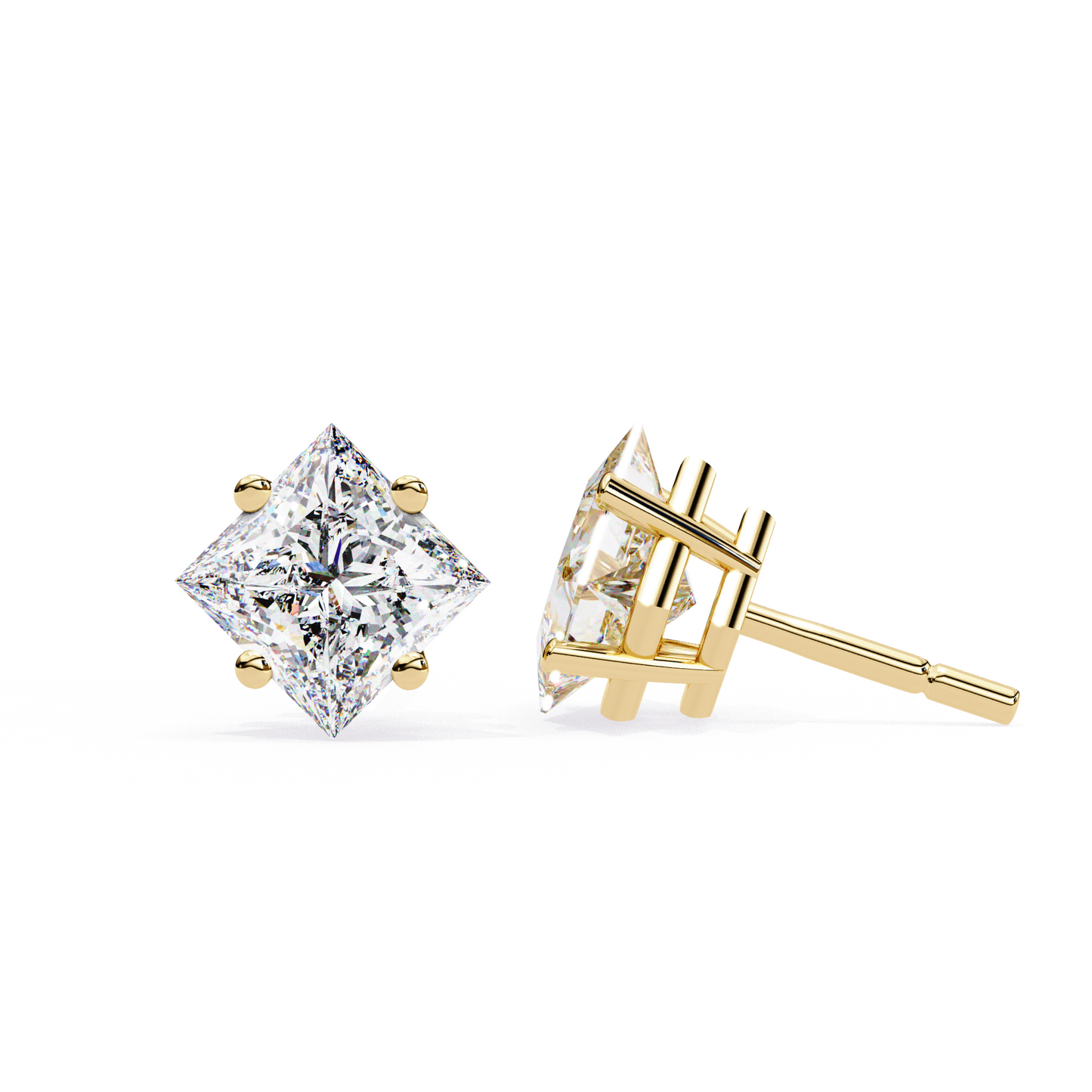 Princess Cut 2.5 Carat Lab Diamond Studs – Classic Elegance