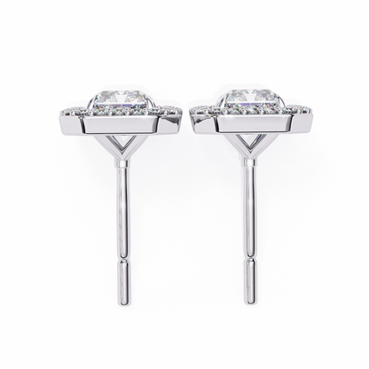 0.96CT Radiant Brilliant Cut Halo Lab Diamond Earrings