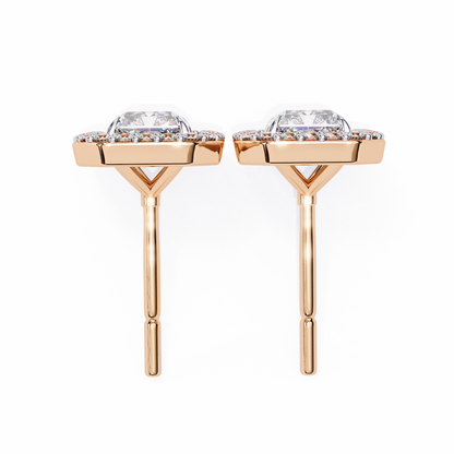 0.96CT Radiant Brilliant Cut Halo Lab Diamond Earrings