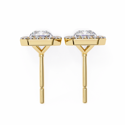 0.96CT Radiant Brilliant Cut Halo Lab Diamond Earrings