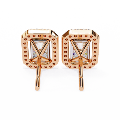 0.96CT Radiant Brilliant Cut Halo Lab Diamond Earrings