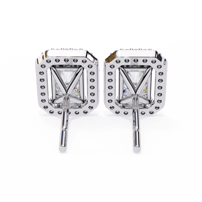 0.96CT Radiant Brilliant Cut Halo Lab Diamond Earrings