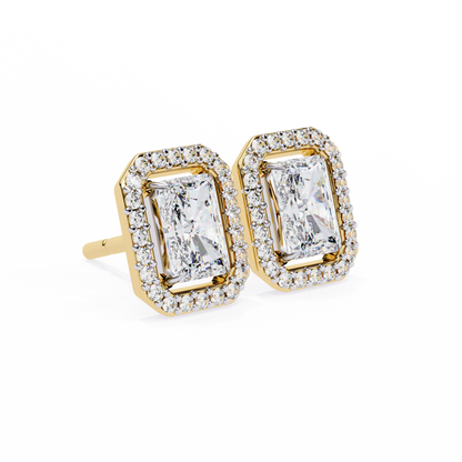 0.96CT Radiant Brilliant Cut Halo Lab Diamond Earrings