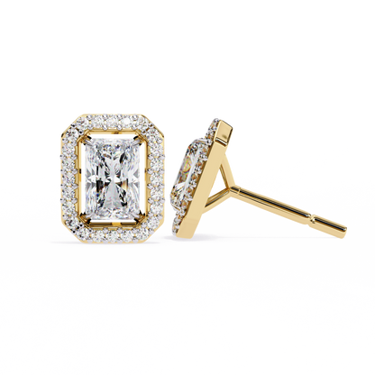 0.96CT Radiant Brilliant Cut Halo Lab Diamond Earrings