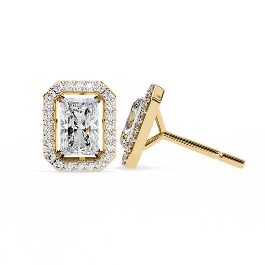 0.96CT Radiant Brilliant Cut Halo Lab Diamond Earrings