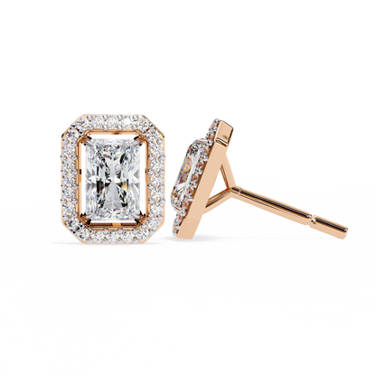 0.96CT Radiant Brilliant Cut Halo Lab Diamond Earrings