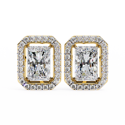 0.96CT Radiant Brilliant Cut Halo Lab Diamond Earrings