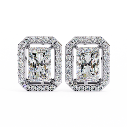 0.96CT Radiant Brilliant Cut Halo Lab Diamond Earrings