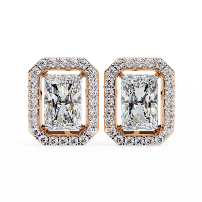 0.96CT Radiant Brilliant Cut Halo Lab Diamond Earrings