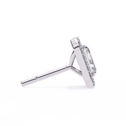0.96CT Radiant Brilliant Cut Halo Lab Diamond Earrings