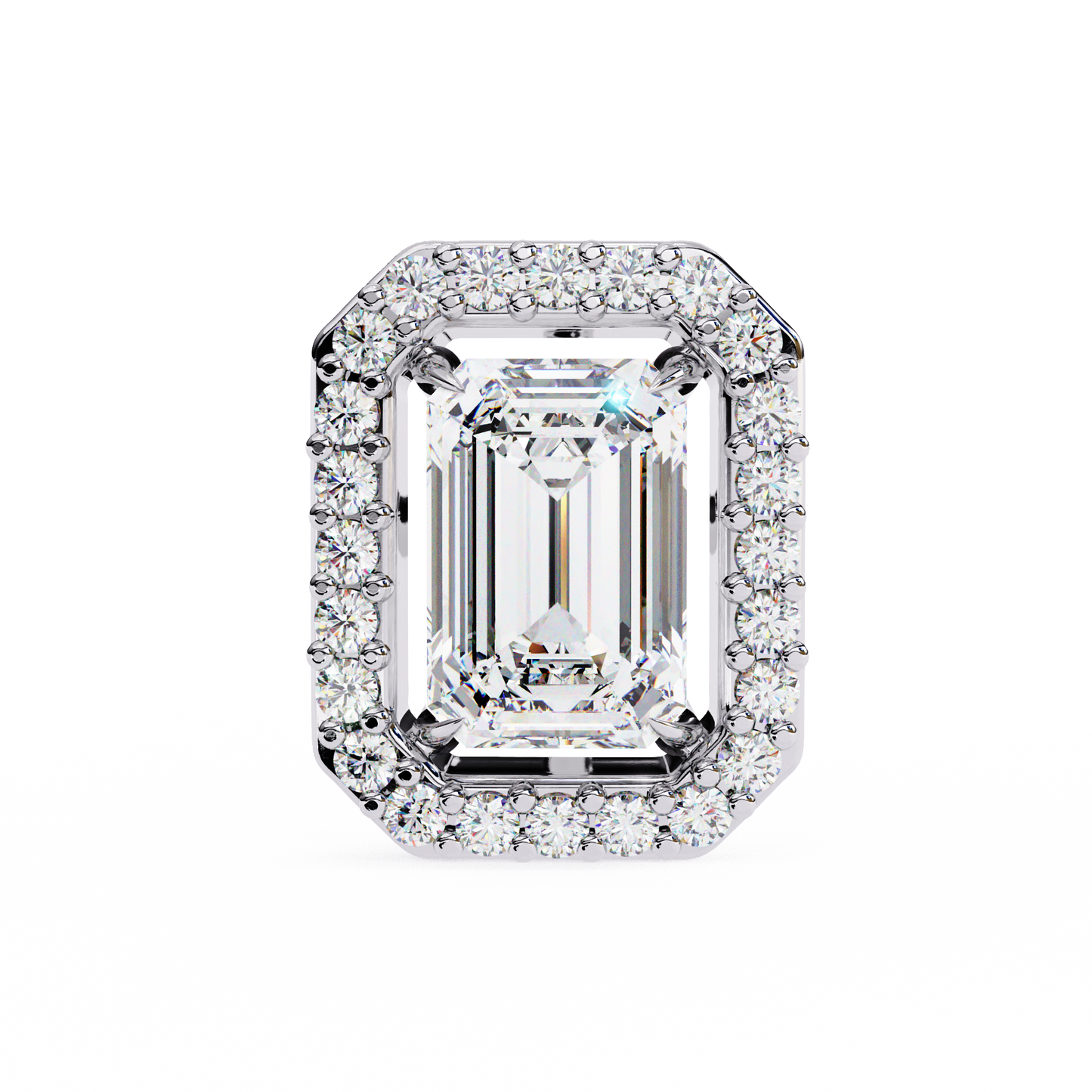 0.86 CT Emerald Cut Halo Lab Diamond Earrings