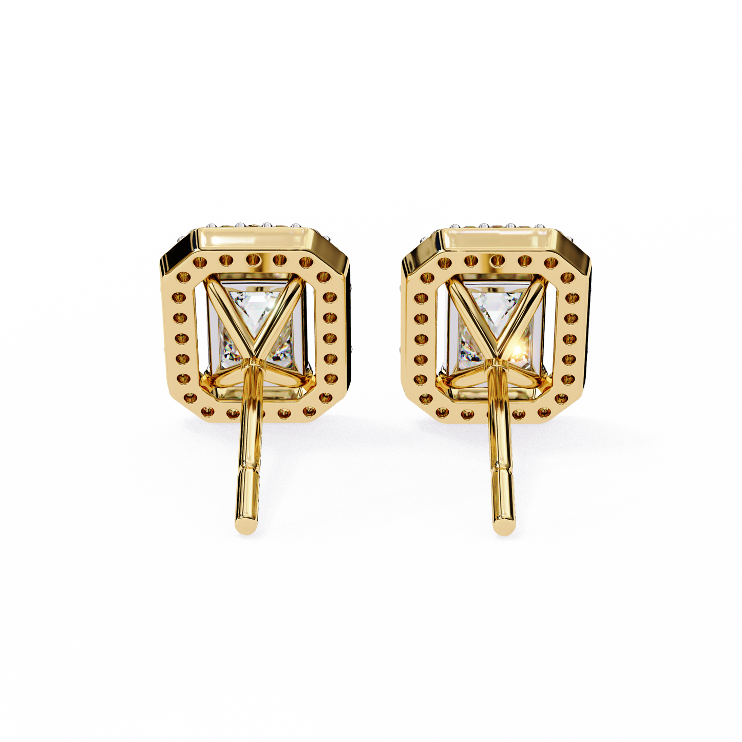 0.86 CT Emerald Cut Halo Lab Diamond Earrings