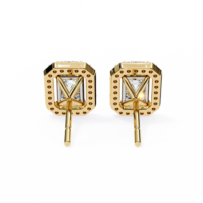 0.86 CT Emerald Cut Halo Lab Diamond Earrings