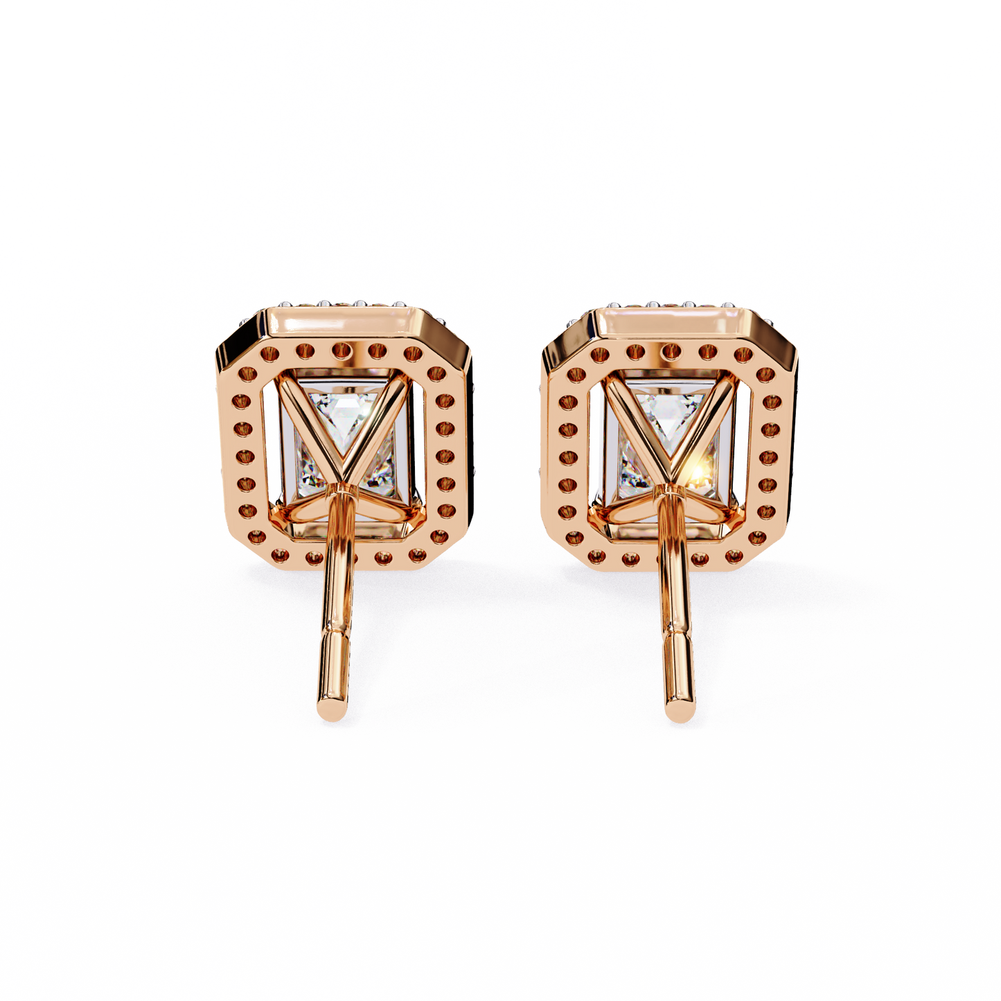 0.86 CT Emerald Cut Halo Lab Diamond Earrings