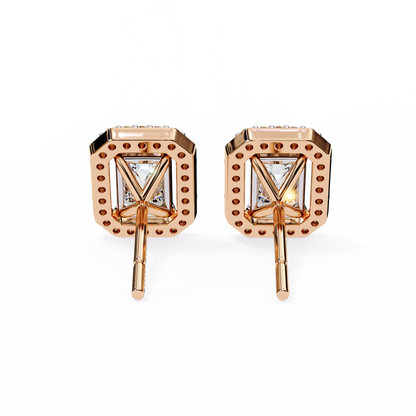 0.86 CT Emerald Cut Halo Lab Diamond Earrings