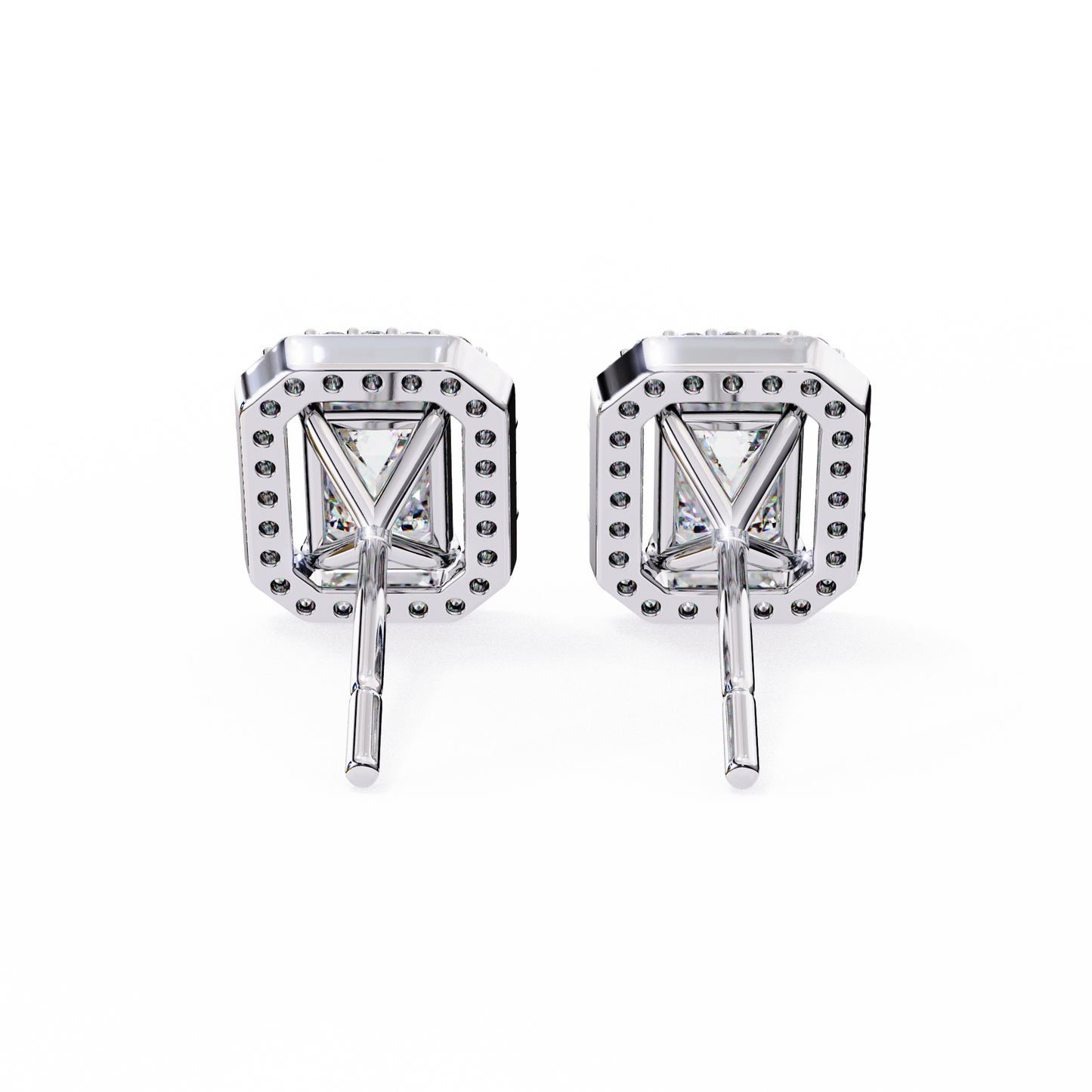 0.86 CT Emerald Cut Halo Lab Diamond Earrings