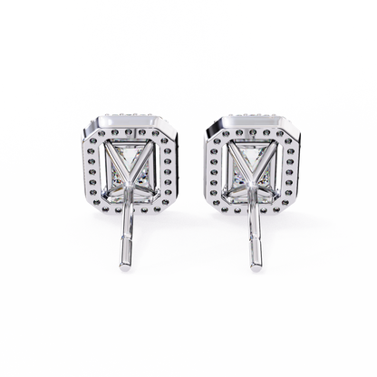 0.86 CT Emerald Cut Halo Lab Diamond Earrings