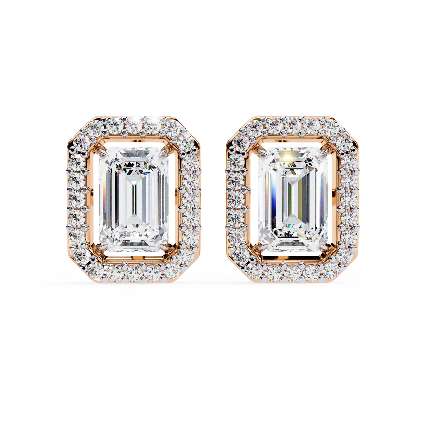 0.86 CT Emerald Cut Halo Lab Diamond Earrings