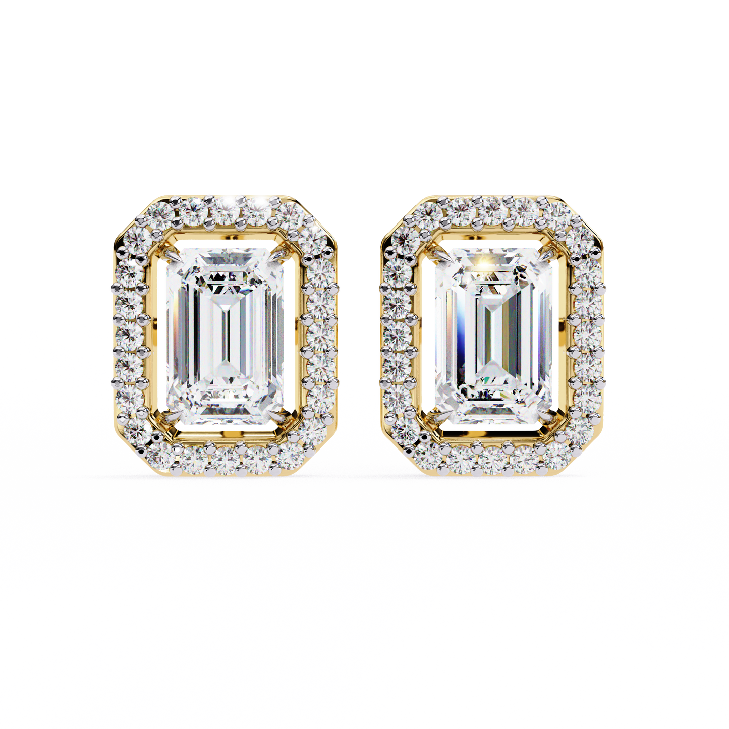 0.86 CT Emerald Cut Halo Lab Diamond Earrings