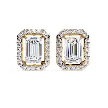 0.86 CT Emerald Cut Halo Lab Diamond Earrings