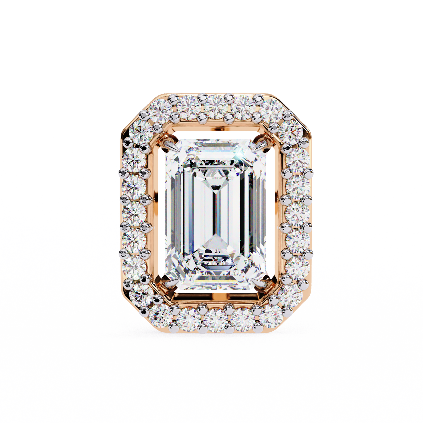 0.86 CT Emerald Cut Halo Lab Diamond Earrings