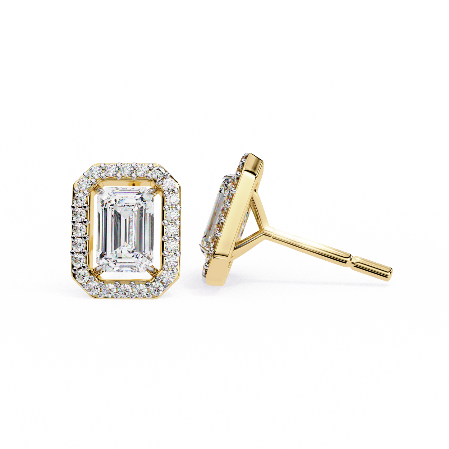 0.86 CT Emerald Cut Halo Lab Diamond Earrings