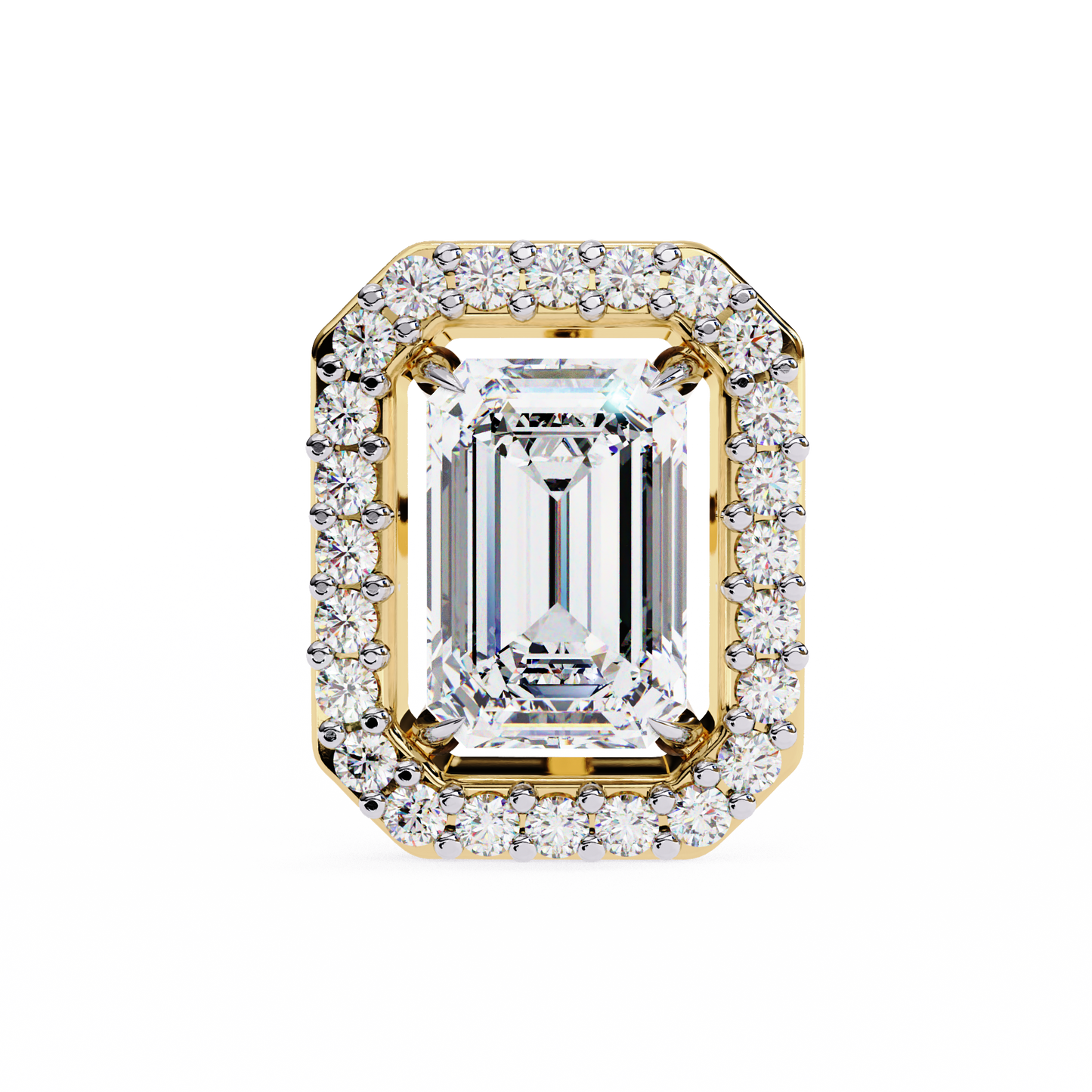0.86 CT Emerald Cut Halo Lab Diamond Earrings