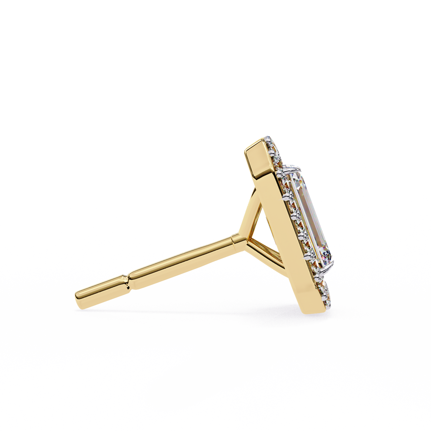 0.86 CT Emerald Cut Halo Lab Diamond Earrings