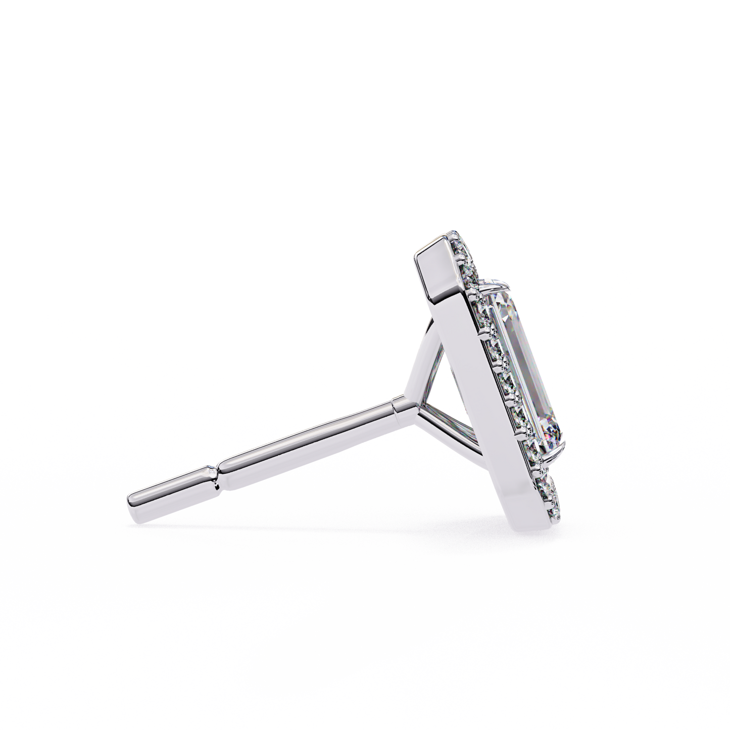 0.86 CT Emerald Cut Halo Lab Diamond Earrings
