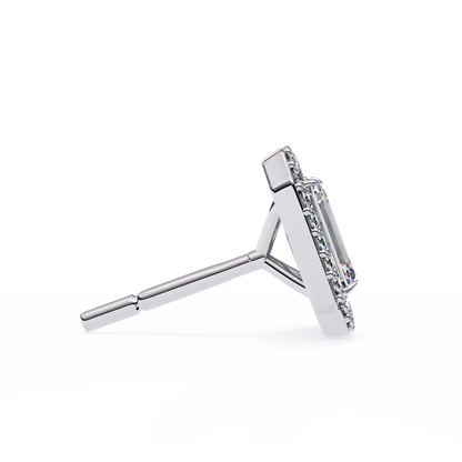 0.86 CT Emerald Cut Halo Lab Diamond Earrings