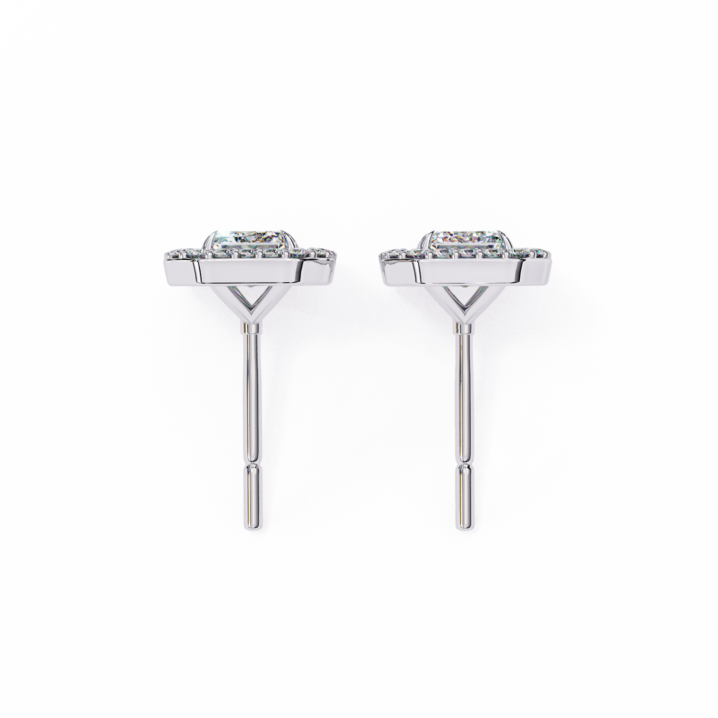 0.86 CT Emerald Cut Halo Lab Diamond Earrings