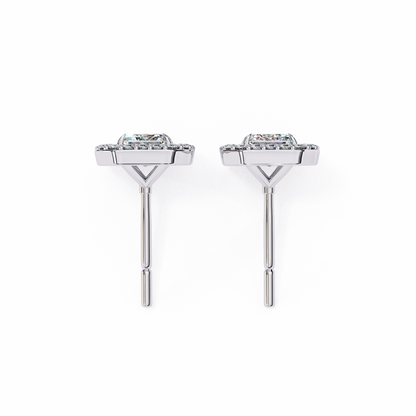 0.86 CT Emerald Cut Halo Lab Diamond Earrings