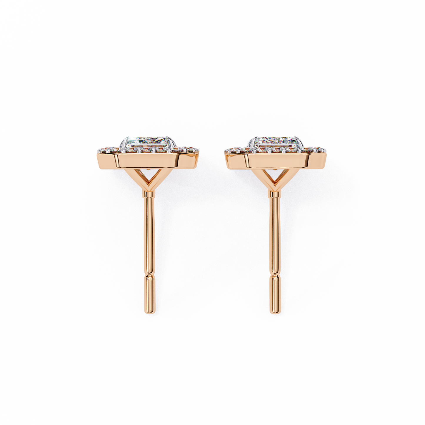 0.86 CT Emerald Cut Halo Lab Diamond Earrings