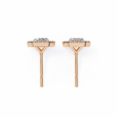 0.86 CT Emerald Cut Halo Lab Diamond Earrings