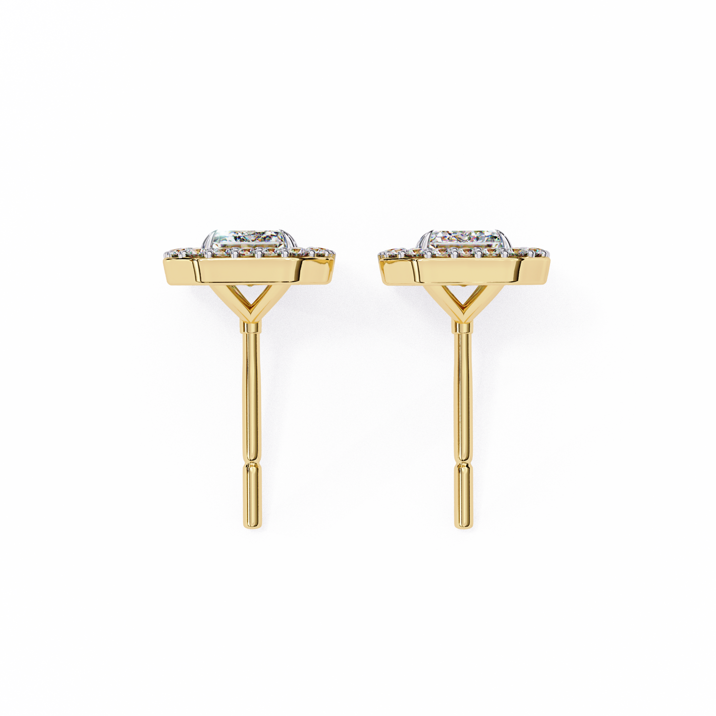 0.86 CT Emerald Cut Halo Lab Diamond Earrings