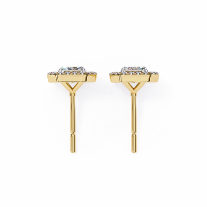 0.86 CT Emerald Cut Halo Lab Diamond Earrings