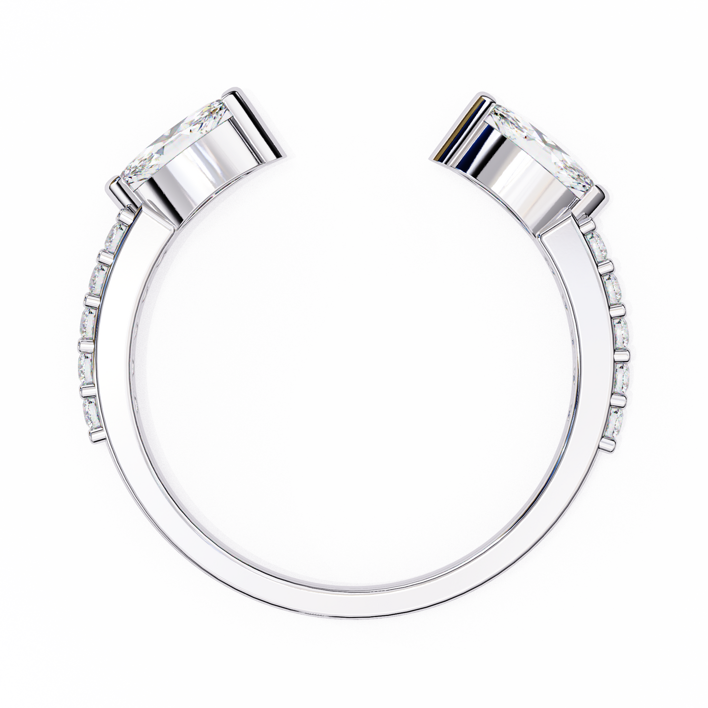 Modern Grace: Open 14K White Gold Ring with Lab-Grown Marquise Diamonds