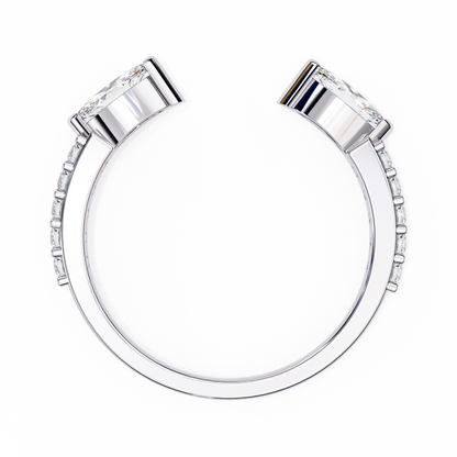 Modern Grace: Open 14K White Gold Ring with Lab-Grown Marquise Diamonds