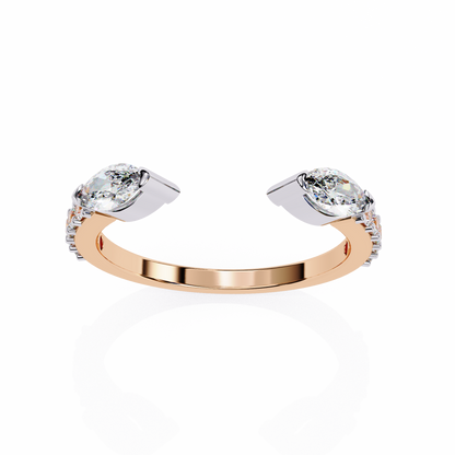 Modern Grace: Open 14K White Gold Ring with Lab-Grown Marquise Diamonds