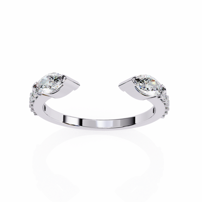 Modern Grace: Open 14K White Gold Ring with Lab-Grown Marquise Diamonds