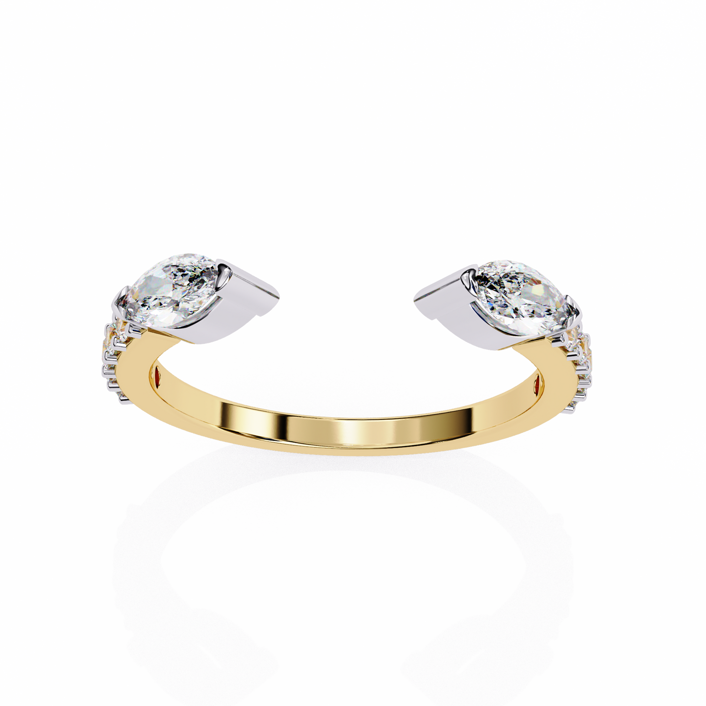 Modern Grace: Open 14K White Gold Ring with Lab-Grown Marquise Diamonds