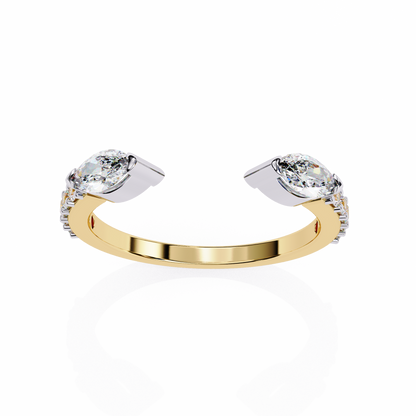 Modern Grace: Open 14K White Gold Ring with Lab-Grown Marquise Diamonds