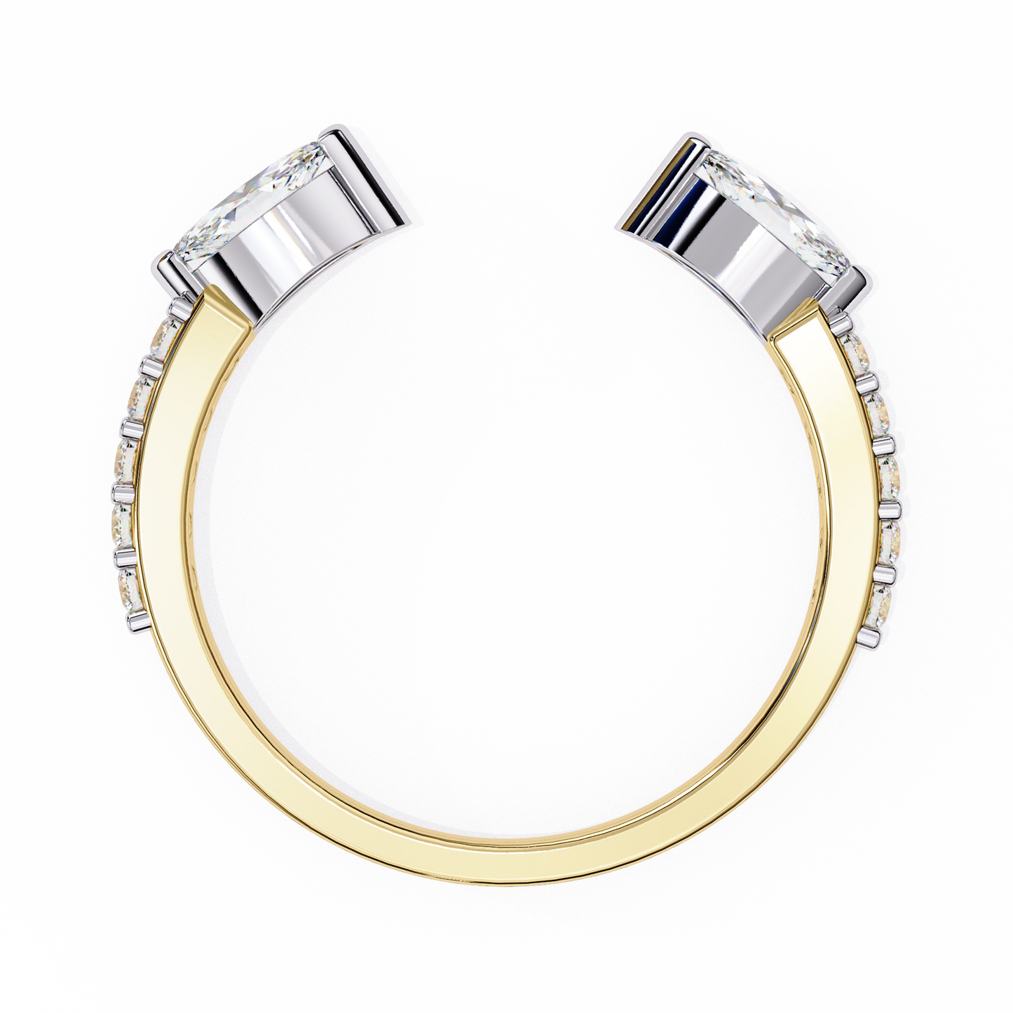 Modern Grace: Open 14K White Gold Ring with Lab-Grown Marquise Diamonds