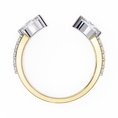 Modern Grace: Open 14K White Gold Ring with Lab-Grown Marquise Diamonds