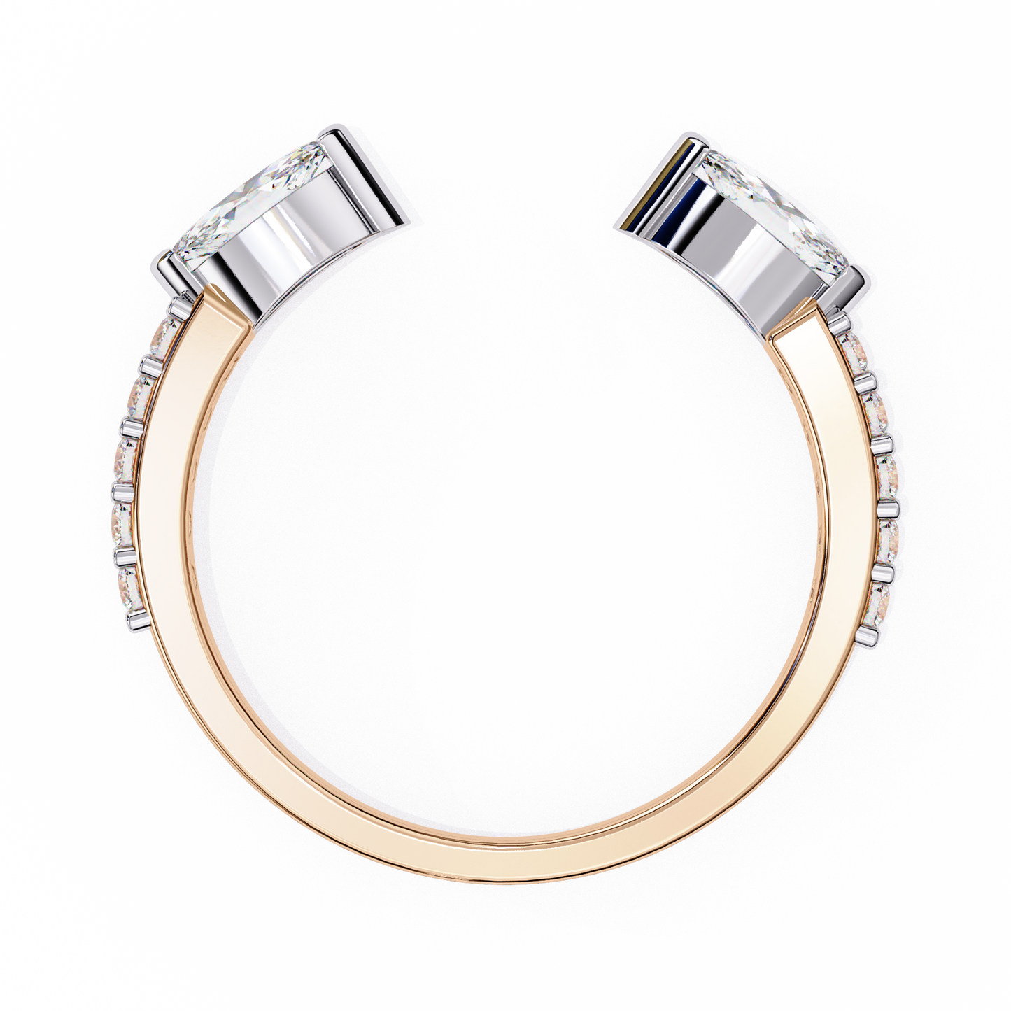 Modern Grace: Open 14K White Gold Ring with Lab-Grown Marquise Diamonds