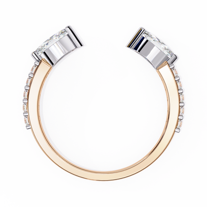 Modern Grace: Open 14K White Gold Ring with Lab-Grown Marquise Diamonds