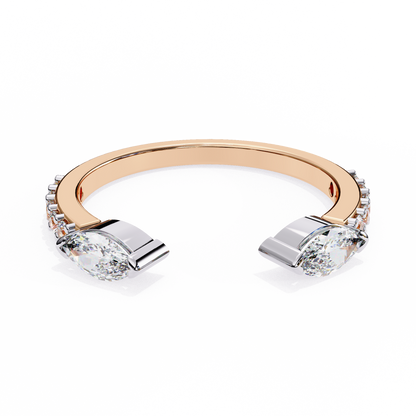 Modern Grace: Open 14K White Gold Ring with Lab-Grown Marquise Diamonds