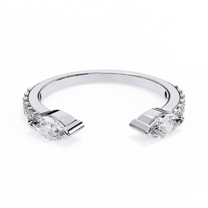 Modern Grace: Open 14K White Gold Ring with Lab-Grown Marquise Diamonds
