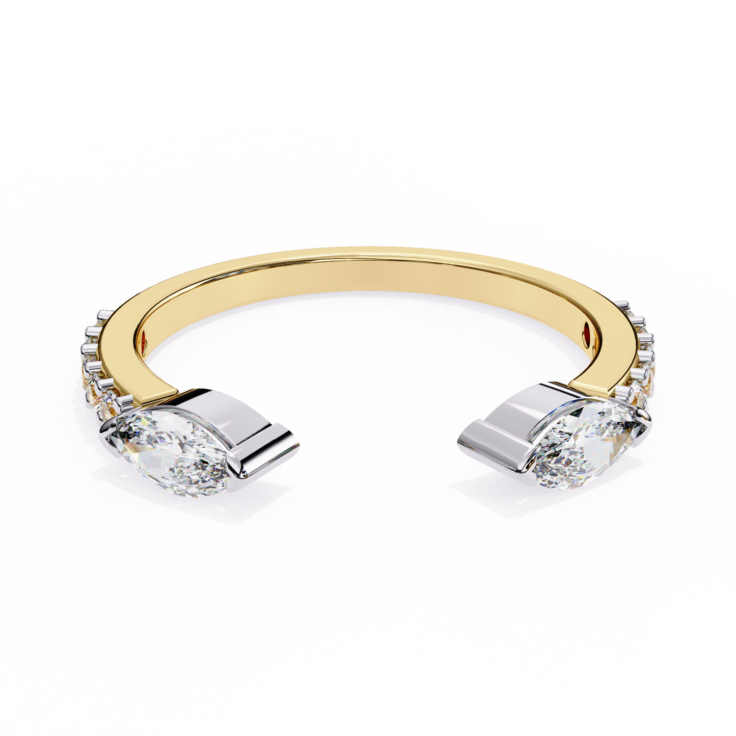 Modern Grace: Open 14K White Gold Ring with Lab-Grown Marquise Diamonds