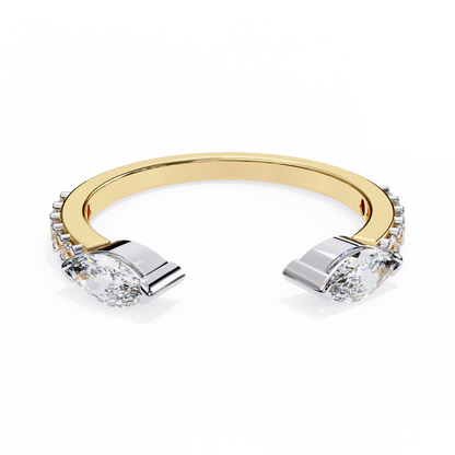 Modern Grace: Open 14K White Gold Ring with Lab-Grown Marquise Diamonds